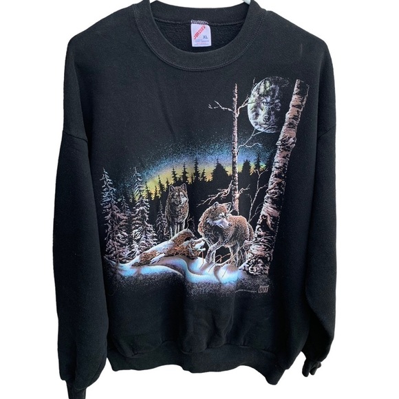 American Vintage Tops - Vintage Crewneck Sweatshirt 1993 Gardner Stand Out Designs Wolf Nature Size XL